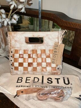 NWT Bed Stu Leather Keiki Crossbody Bag Handbag Nectar Lux Tan Rustic MSRP $235